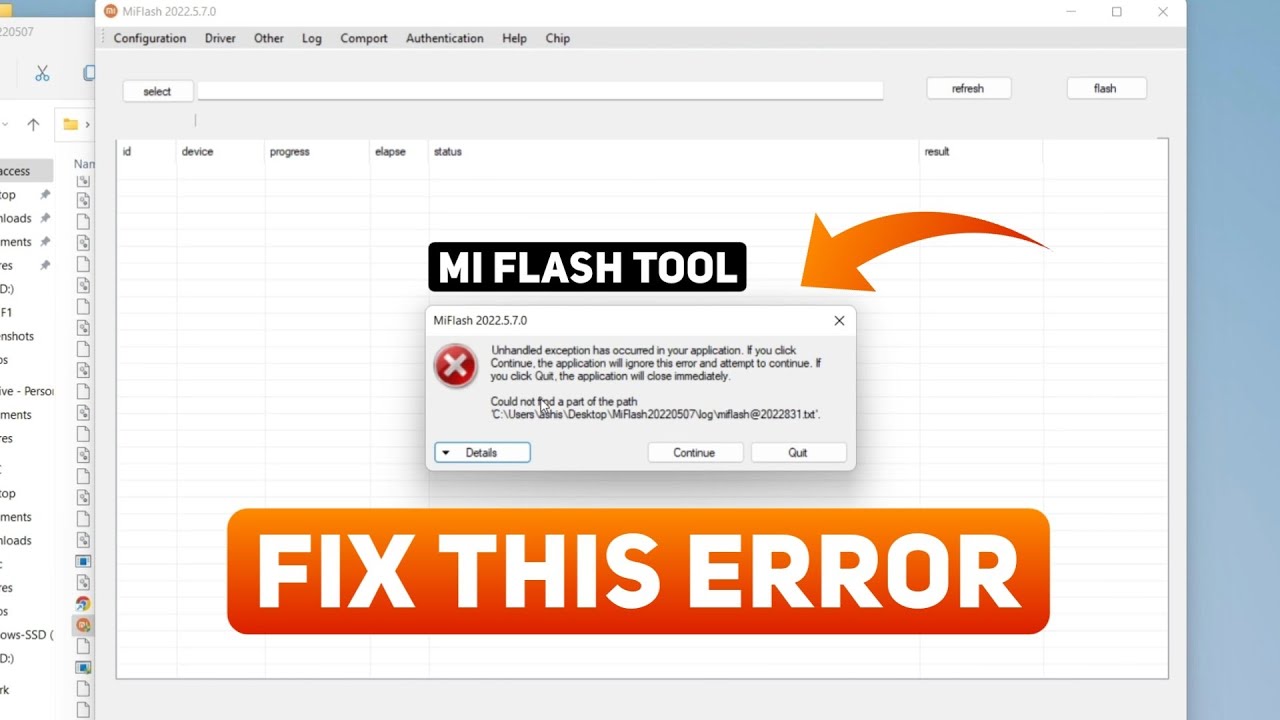Mi Flash Tool Error Fix | Could Not Find A Part Of The Path | Unhandled Exception Has Occurred - YouTube Mi Flash Tool Error Fix | Could Not Find A Part Of The Path | Unhandled Exception Has Occurred - Youtube