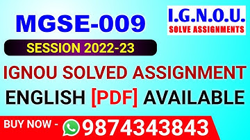 MGSE-009 Solved Assignment 2022-23 in English, MGSE 9 Solved Assignment 2023, MGSE 9 Assignment