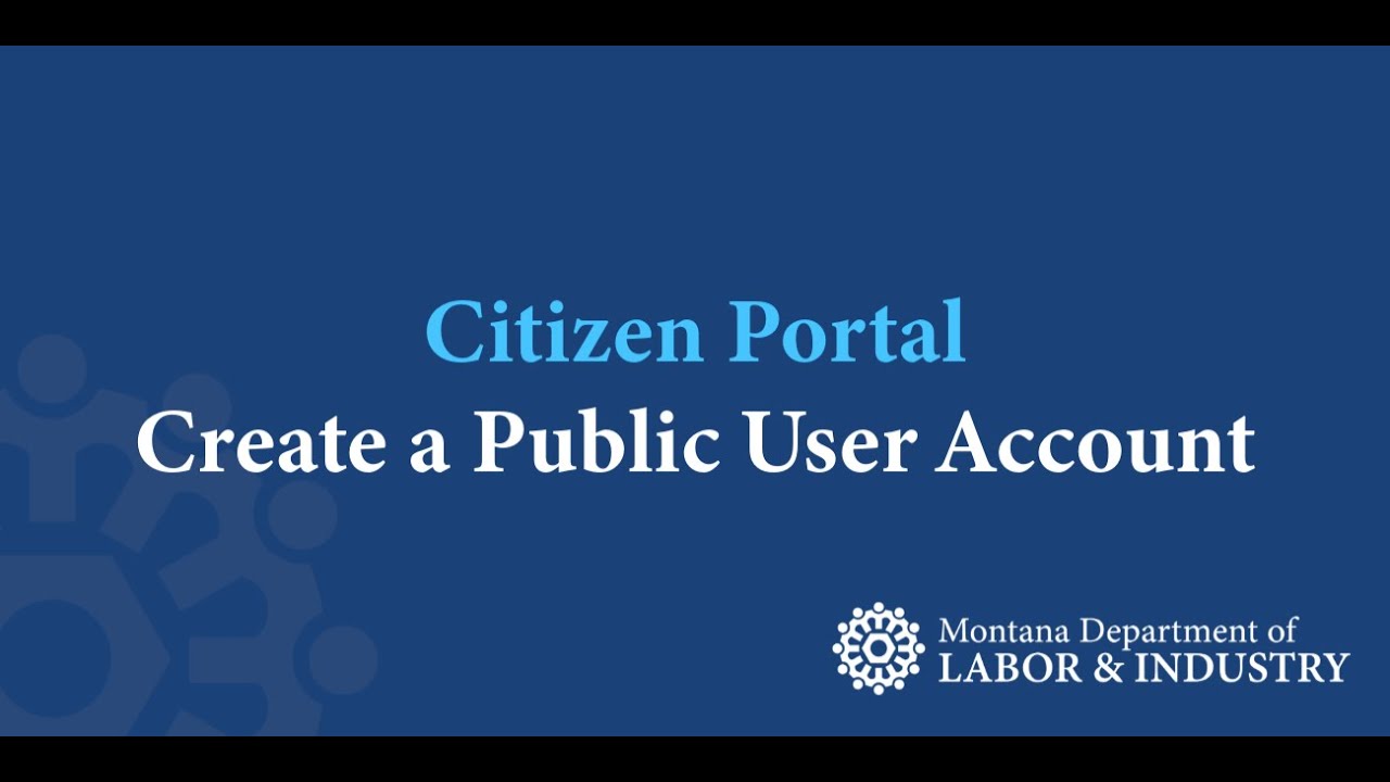 Citizen Portal - Create a Public User Account