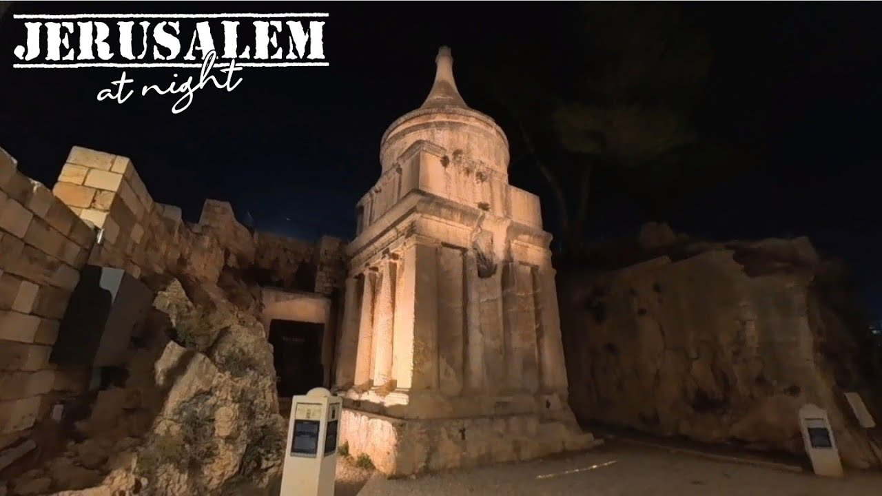 Ancient Tombs. Kidron Valley to the Old City of JERUSALEM. Walk at night. Holyland Walk Israel 2025