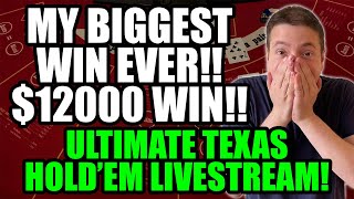 BIGGEST ULTIMATE TEXAS HOLDEM WIN EVER! CASHING OUT $14000!! screenshot 5