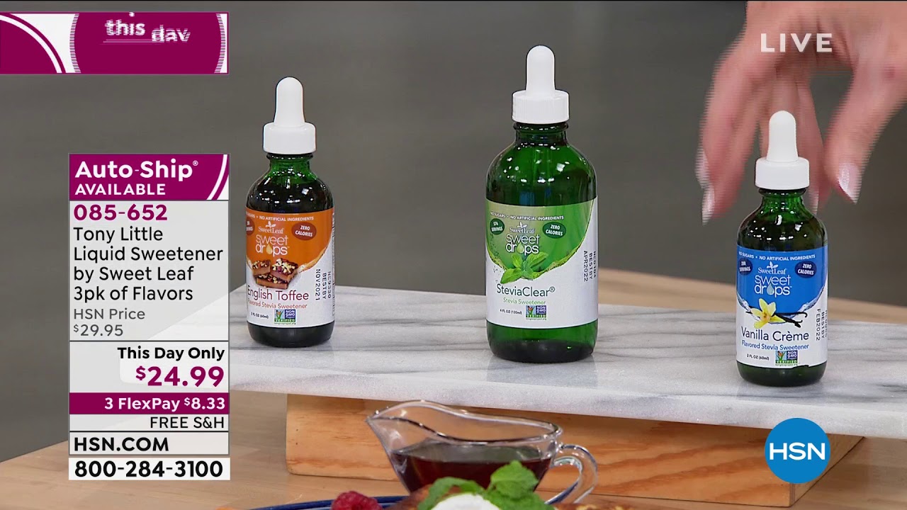 Tony Little Liquid Sweetener by Sweet Leaf 3pack of Flav...