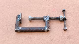 A creative invention from a welder, How to make c clamp heavy duty from rebar