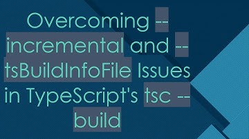 Overcoming --incremental and --tsBuildInfoFile Issues in TypeScript