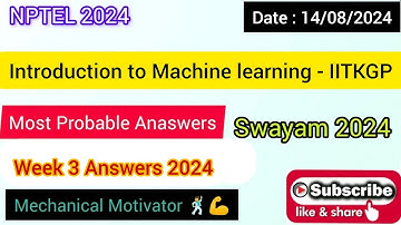 Introduction to Machine learning - IITKGP | WEEK 3 Quiz | Assignment 3 Solution | NPTEL | SWAYAM