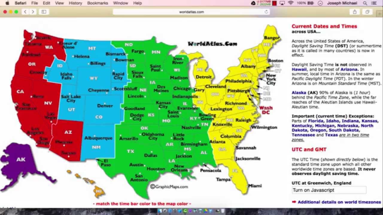 printable us time zone map