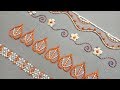 Hand embroidery of easy border motifs for neckline,shirt borders and for tablecloth borders