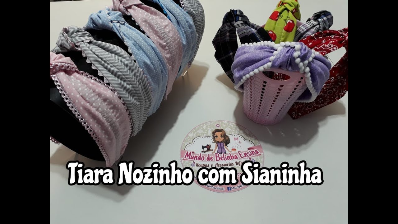 Tiara nozinho com sianinha (rendas ou pompom)