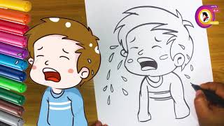 طريقة رسم ولد يبكي
