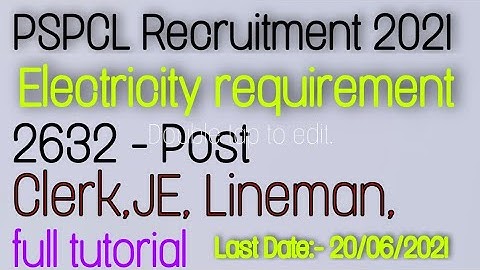 PSPCL recruitment 2021 complete details ✔️/ pspcl syllabus 2021 / pspcl clerk bharti / pspcl lineman