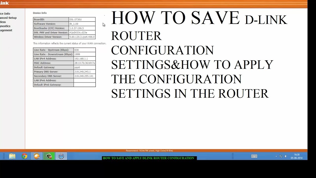 how to save dlink router configuration file and how to apply it (Dlink