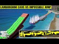 Lamborghini Car VS Impossible Cross Boats Ramp Jump Challenge | GTA 5 Lamborghini Car stunt