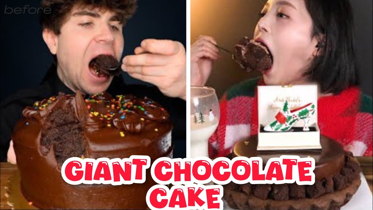 Giant Chocolate Cake Mukbang ASMR Compilation | Satisfying Big Bites ...