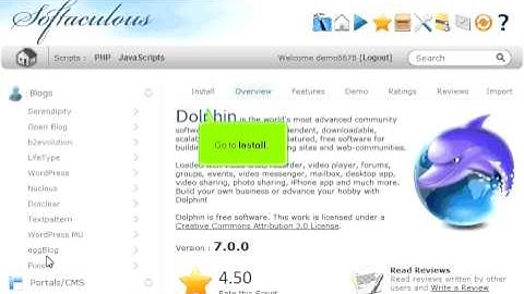 How to install Dolphin from Softaculous
