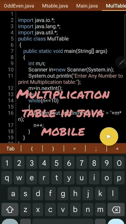MULTIPLICATION TABLE IN JAVA MOBILE - YouTube