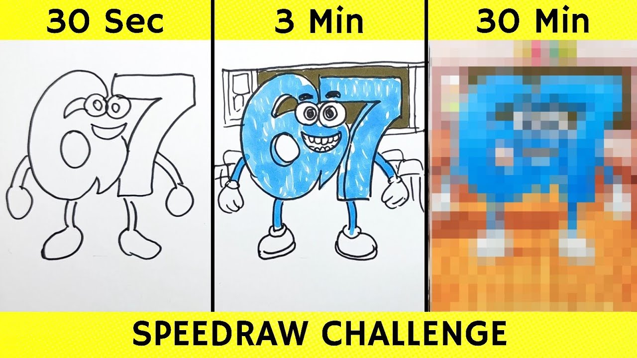 Drawing SIX SEVEN 67 in 30 sec, 3 min, and 30 min | Italian Brainrot ...