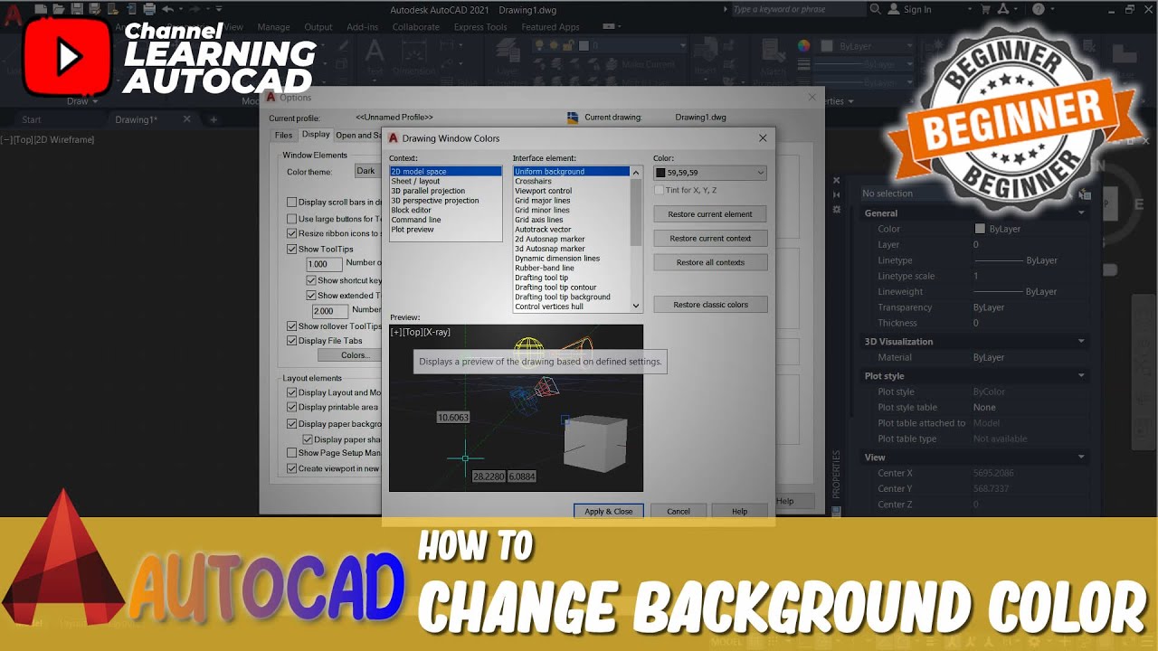 AutoCAD How To Change Background Color - YouTube