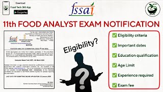 FSSAI FOOD ANALYST EXAM NOTIFICATION | FSSAI 11th FAE | Eligibility & Experience?  screenshot 4