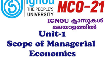 MCO-21 Unit-1 Part-1 Scope of managerial economics #ignou #exam #malayalam #ignouclasses #mcom #mco