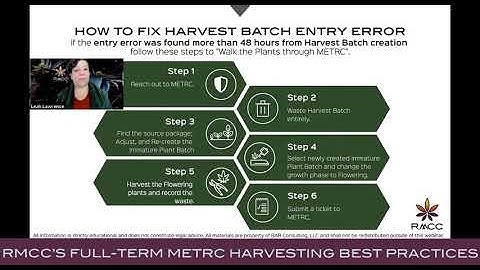 RMCC’s Full Term METRC Harvesting Best Practices Webinar Preview