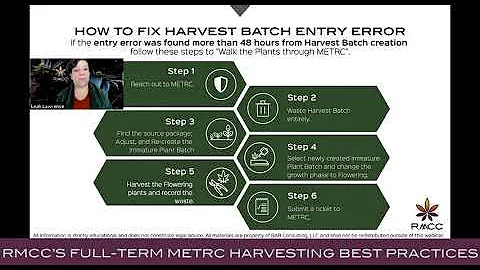 RMCC’s Full Term METRC Harvesting Best Practices Webinar Preview
