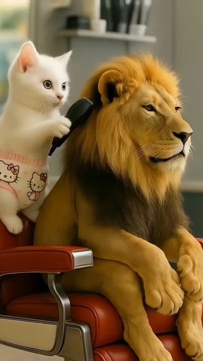 Lion Went to a Kitten Barber… BIG Mistake! 🐱✂️🦁 Funny AI Animation #ai猫