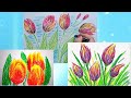 2 идеи, как нарисовать тюльпаны восковыми мелками How to draw tulips.