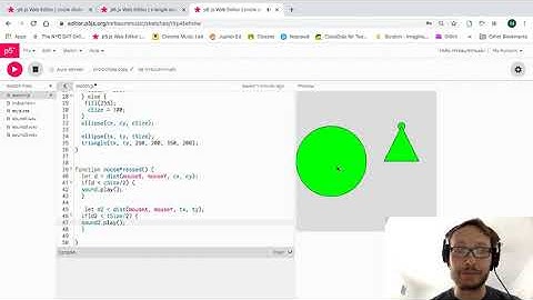 p5.js tutorial - Clicking circles to trigger sound & animation - part 3: Clicking triangles