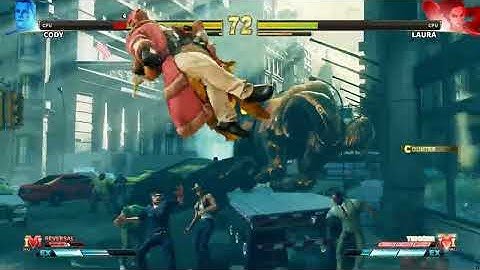 Cody vs Laura | Street Fighter V | CPU vs CPU AI vs AI (hardest difficulty level)