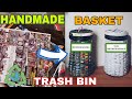 Handmade basket trash bin