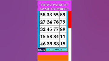 Test Your Memory! Can You Find the 3 Matching Numbers Fast Enough?