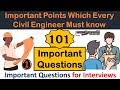 Points civil engineer must knowimportrant interview questions for civil engineerscivil knowledge