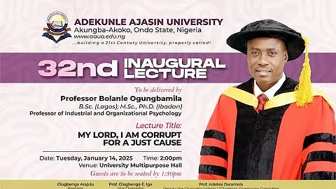 AAUA 32nd Inaugural Lecture By Professor Bolanle Ogungbamila