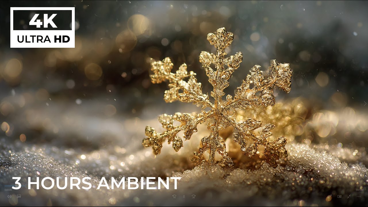 Floating Snowflakes — 3 Hour 4K Abstract TV Wallpaper