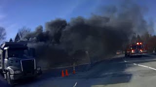 Engine 502 Working Dump Truck Fire in the First Due *Helmet Cam*