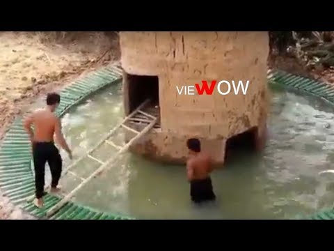 primitive-clay-hut-over-homemade-swimming-pool:-diy-clay-house-and-swimming-pool---viewow