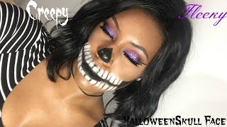 Creepy Fleeky Halloween Skull Face Makeup (Easy)