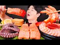 ASMR MUKBANG | 인기있는 모듬 해산물 먹방 POPULAR SEAFOOD BOIL SALMON & OCTOPUS & SHRIMP EATING SOUNDS