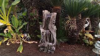 Alpine Corporation 41 Tall Outdoor Rainforest Waterfall Tree Trunk Fountain with LED Lights