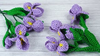 FLOR DE IRIS O LIRIO EN MINIATURA TEJIDA A CROCHET