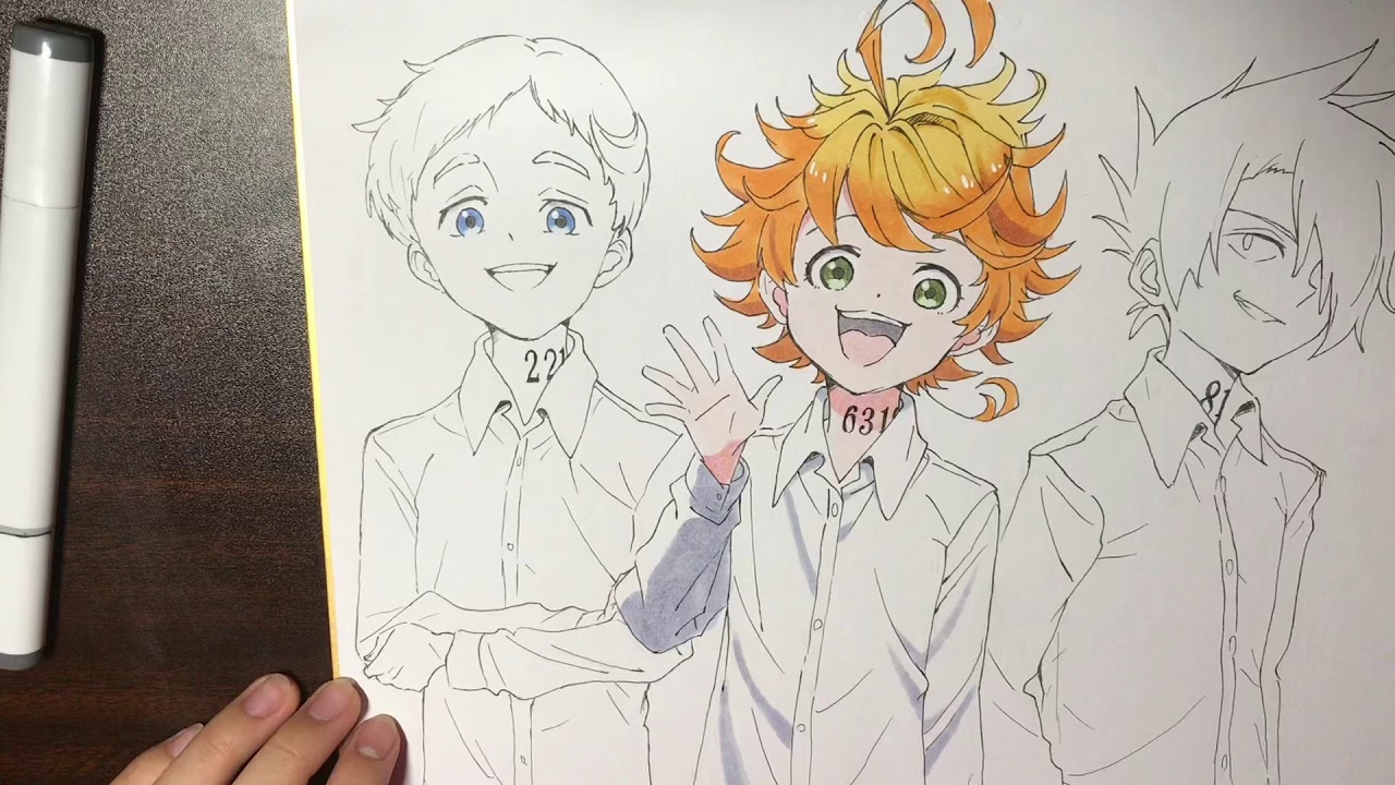 約束のネバーランド 小学6年生のらっぴぃが エマ ノーマン レイを模写してみた Youtube