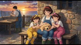 Cozy Seaside Village Family Day | Ghibli Style Fresh Seafood Catch & Dinner ASMR