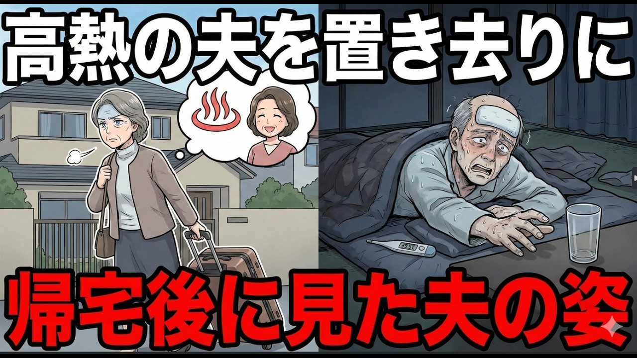 高熱でうなされる夫。「水…水をくれ…」私「冷蔵庫にあるわよ」と言い捨てて、そのまま友人と2泊3日の温泉旅行に出発した結果