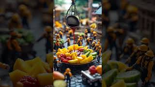 Tiny Robot Prepares Exotic Fruit Salad (Rujak) 🍍🥭🤖 | Hyperrealistic Miniature Food Magic!