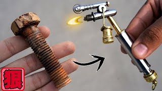 Turning a rusty bolt into a beautiful pocket lighter is truly awesome!