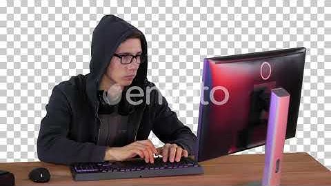 Hacker in glasses breaking code, Alpha Channel | Stock Footage - Envato elements