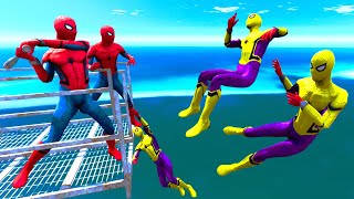 GTA 5 Water Ragdolls Red Team Spiderman vs yellow Team Spiderman Jumps/Fails (Euphoria Physics)