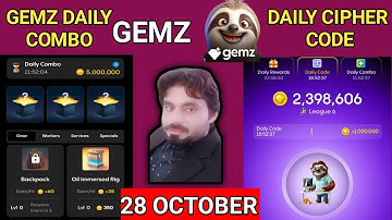 GEMZ DAILY CIPHER CODE + DAILY COMBO 28 OCTOBER | GEMZ DAILY CODE TODAY | GEMZ DAILY COMBO TODAY