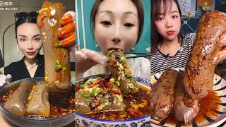 [Spicy Chinese Foods] Eating Fresh Duck Blood 🩸(chewy sounds) 돼지 뇌를 먹고 辛辣的中国菜 먹방