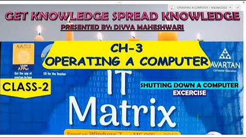 IT MATRIX PART-2 CLASS-2 CH-3  OPERATING A COMPUTER